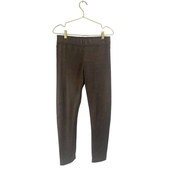 MAX Edition Pants Women Size M Faux Leather Leggings Brown Pull-On Stretch 626 - Picture 1 of 7